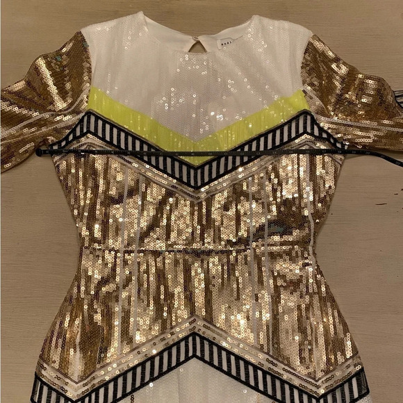 NWT, Endless Rose, Sequin Long Sleeve Mini Dress, Lime Multi, Gold, White Yellow - Picture 14 of 15